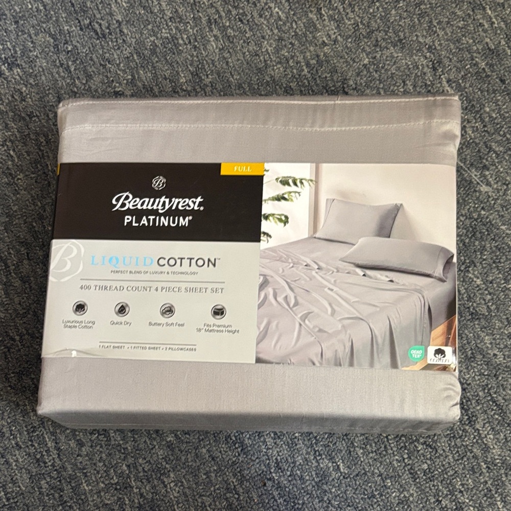 Beautyrest Platinum Liquid Cotton Sheet Set in Alloy Gray